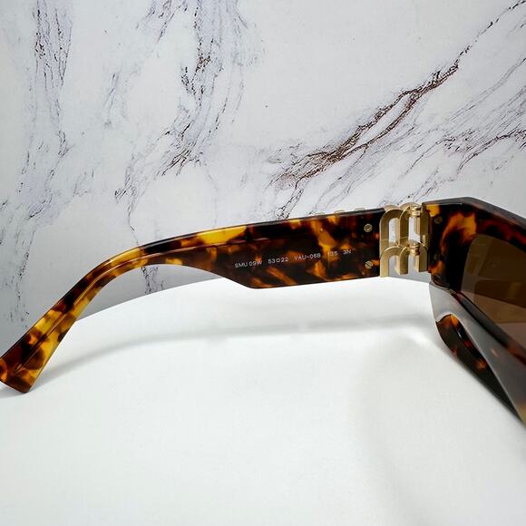 New MIU MIU Sunglasses Runway Glimpse Authentic Brown Tortoise Square Cat Eye